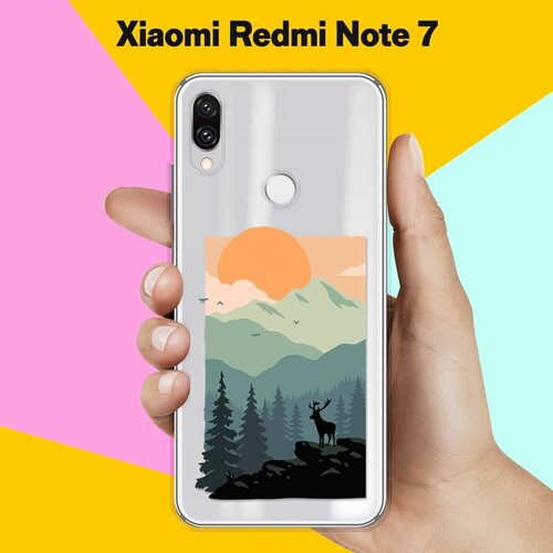Силиконовый чехол Горы и лес на Xiaomi Redmi Note 7 силиконовый чехол снежные горы на xiaomi redmi note 7