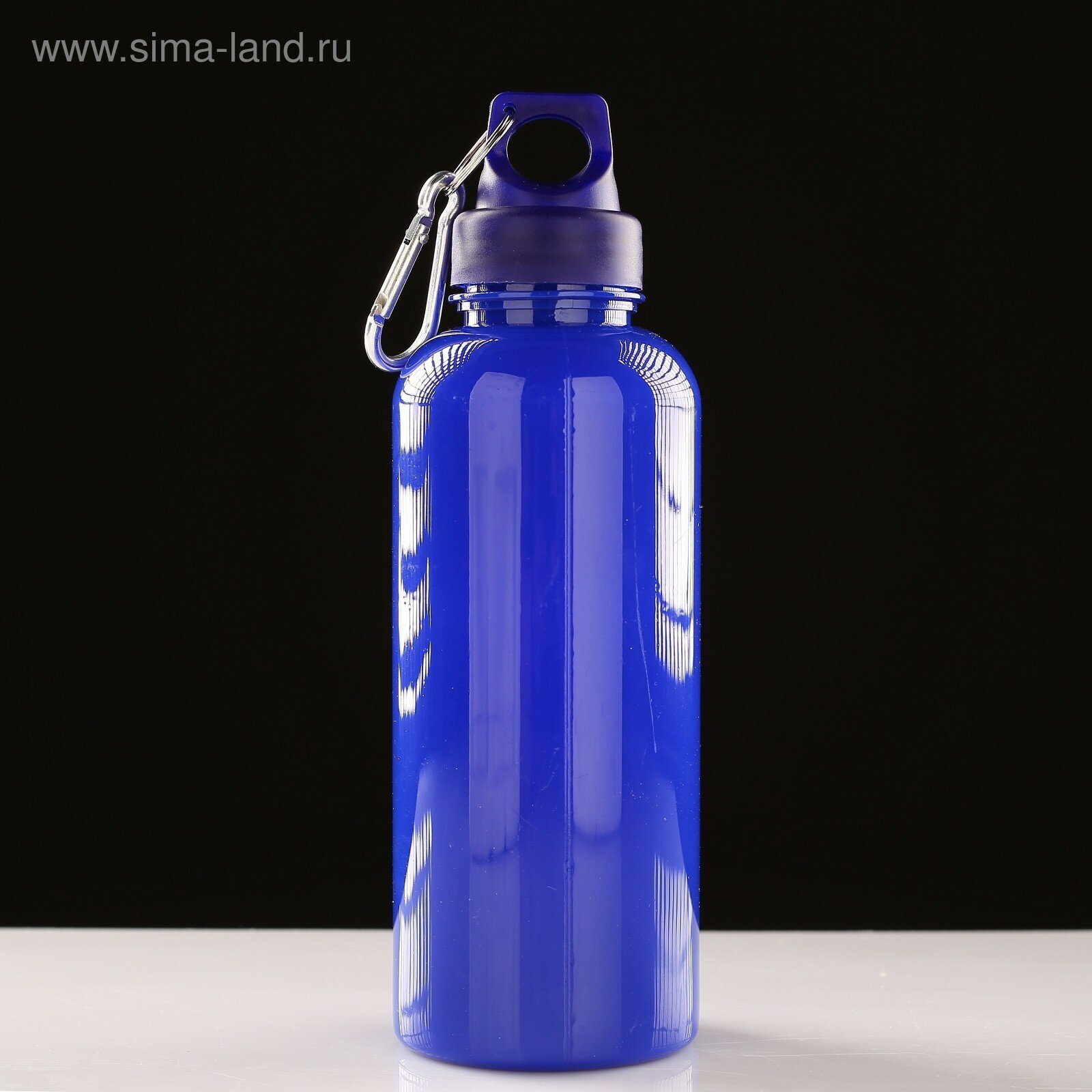Бутылка для воды 650 мл, с карабином, 7 х 22 см, синяя