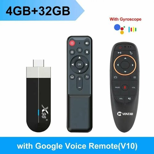 X98 s500 Mini TV Stick 4/32 Gb 4k HDR 10 + bluetooth голосовой пульт G10s PRO BT Air Mouse