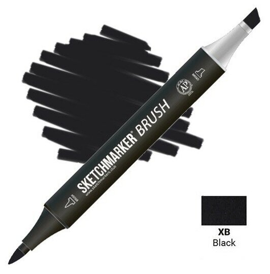 Маркер Sketchmarker Brush двухсторонний на спирт. основе цв. XB Черный