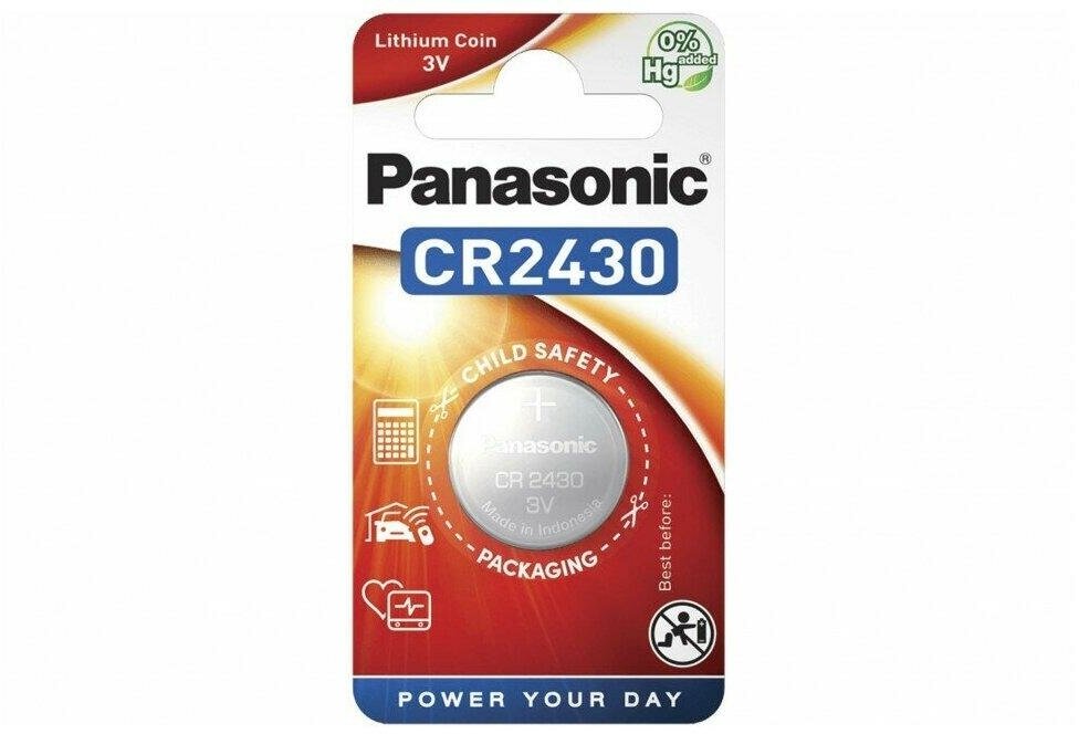 Дисковая батарейка Panasonic CR2430 Lithium Coin 3V BL1 , 1шт.