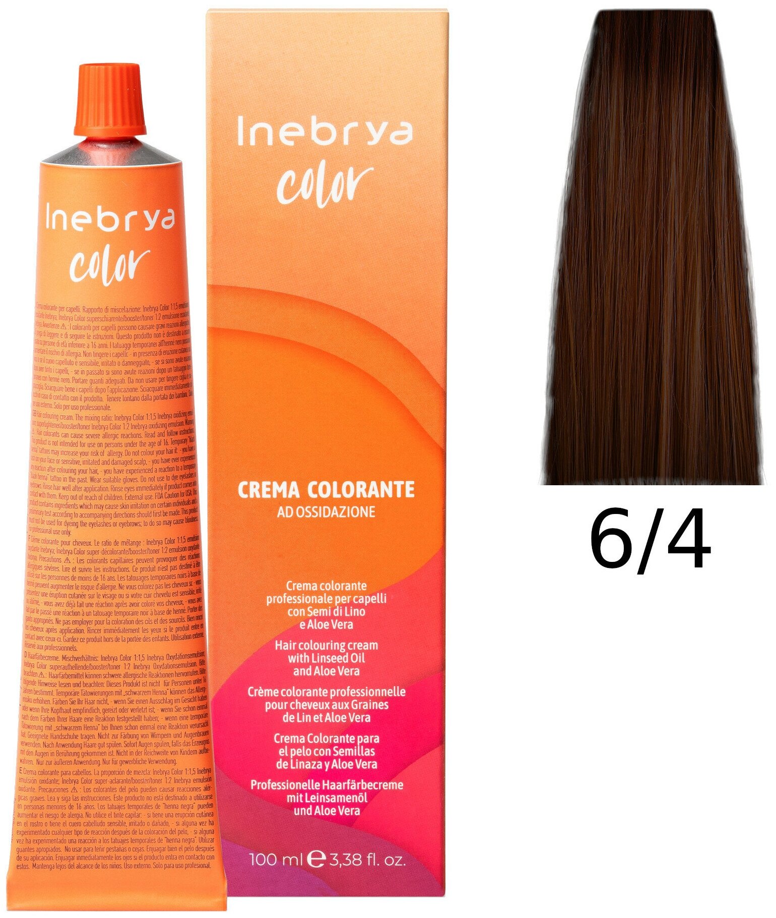 Крем-краска Inebrya Color Professional 6/4 Тёмный блонд Медный 100 мл