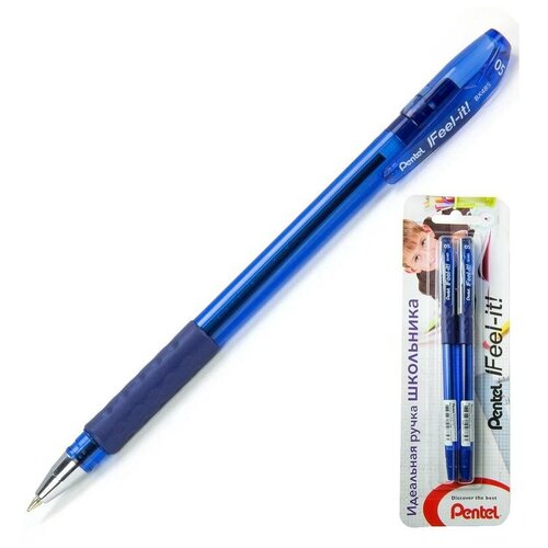 ручка шариковая feel it 0 7 мм синяя Ручка шариковая синяя Pentel Feel it! (толщина линии 0.2 мм) 827493
