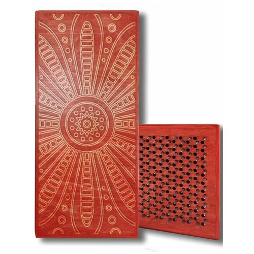 фото Доска садху с динамическими гвоздями, паттерн мандала - 14 шаг 10мм красная goodwood