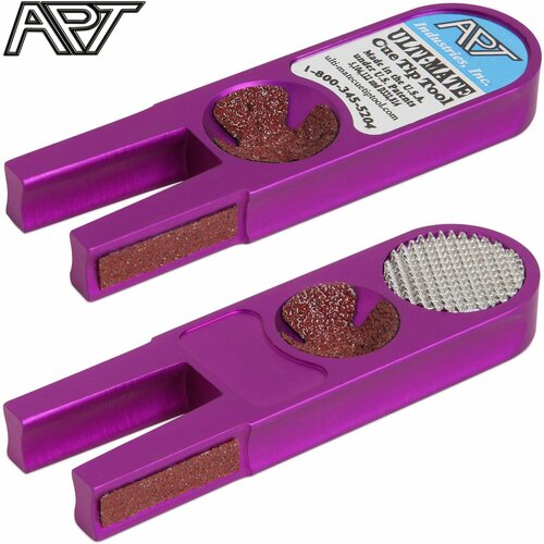 Инструмент Ультимейт для обработки наклейки бильярдного кия с комплектом абразивных элементов / Ulti-Mate Cue Tip Tool Purple фиолетовый