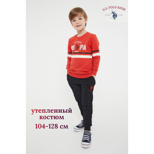 Комплект одежды U.S. POLO ASSN., толстовка и брюки, спортивный стиль, размер 5-6 лет (110-116), черный, красный