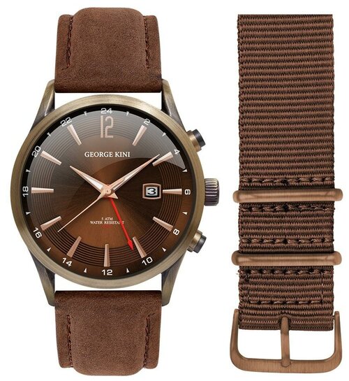Наручные часы GEORGE KINI Traveller GK.18. BR.3BR.2. BR.0, коричневый
