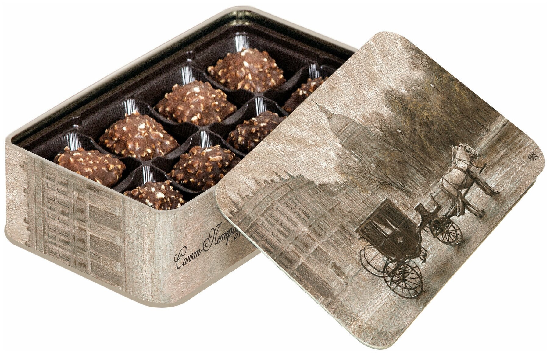 Подарочный набор шоколадных конфет "Дворцовая площадь" 110г. (жестяная коробка 176*102*48 мм) - фотография № 7