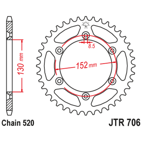 Звезда задняя (ведомая),(сталь) JT 706.46