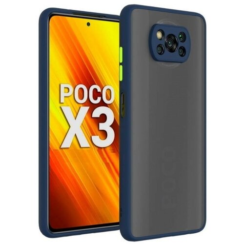 Накладка пластиковая матовая для Poco X3 NFC / Poco X3 Pro с силиконовой окантовкой синяя чехол luxcase tpu для xiaomi poco x3 pro розовый мел