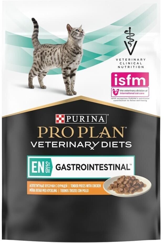Влажный корм для кошек диетический PRO PLAN VETERINARY DIETS EN St/Ox Gastrointestinal при расстройствах пищеварения, с курицей, 85гр. 10шт. - фотография № 8