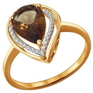 Кольцо Diamant online, золото, 585 проба, раухтопаз, фианит, размер 18