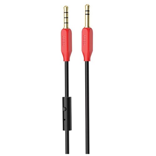 Аудио кабель HOCO UPA12 AUX с микрофоном 1.0м, черный кабель aux hoco upa12 с микрофоном 1m красный