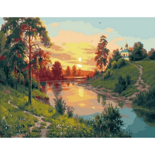 Картина по номерам Закат над рекой 40х50 см Hobby Home