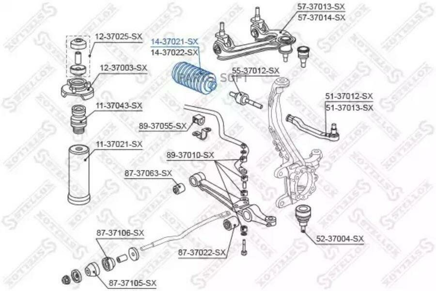 STELLOX 14-37021-SX_пыльник рейки рулевой левый\ Honda Accord/Shuttle 94-97