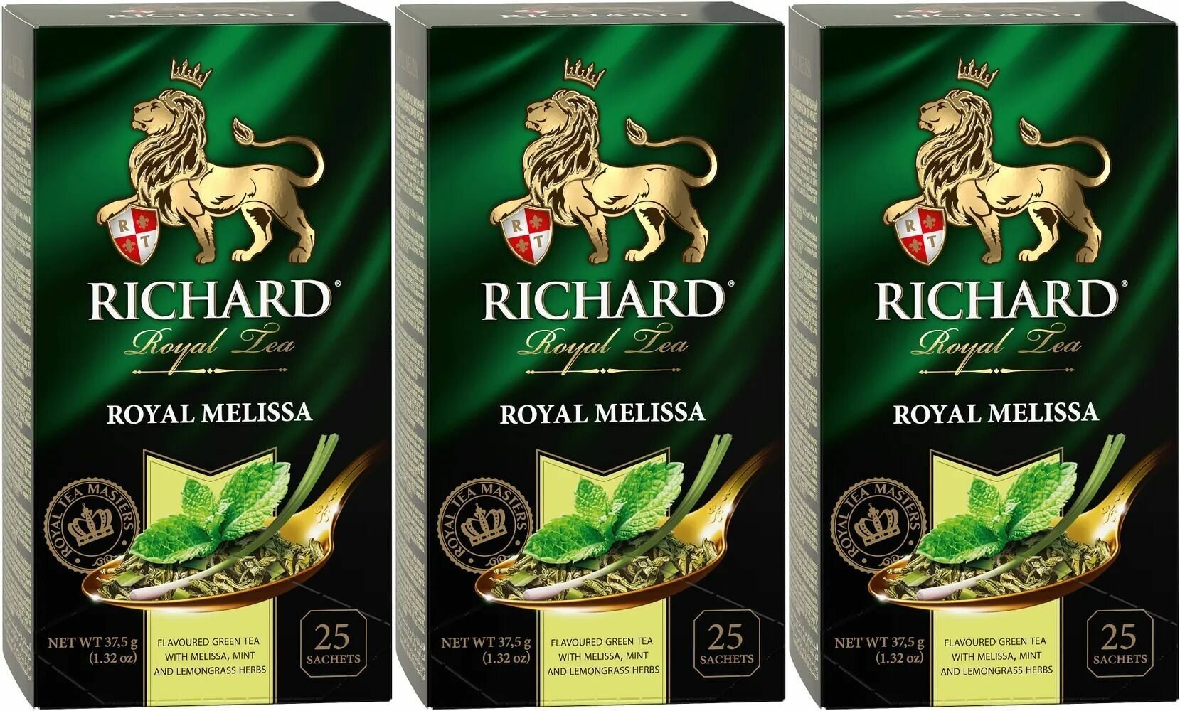 Richard Чай Royal Melissa зеленый в пакетиках 25 шт 3 уп