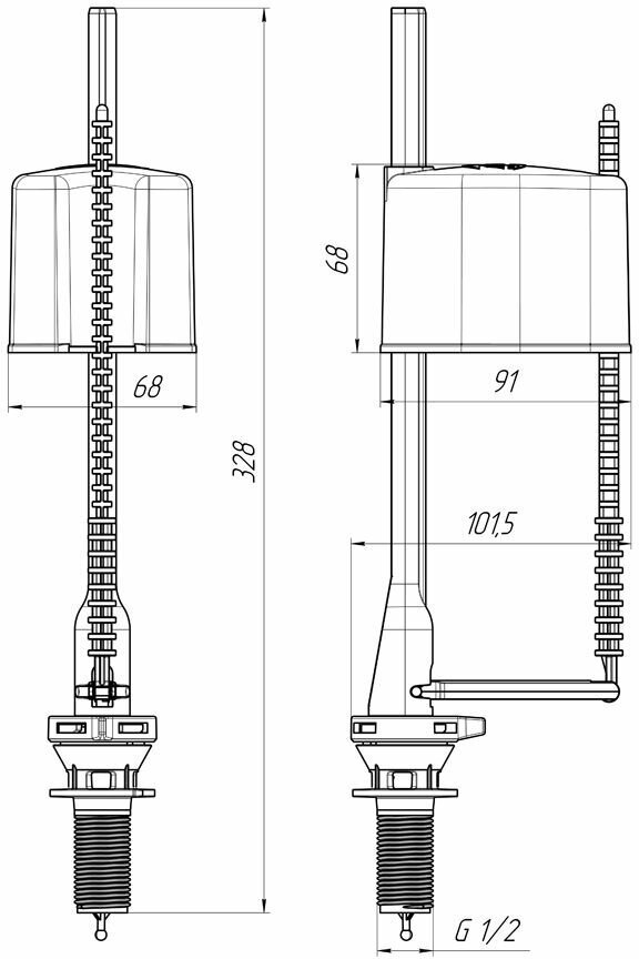 Заливная арматура клапан для бачка унитаза АНИ пласт WC5550 G 1/2" нижняя с пластиковым штуцером эконом