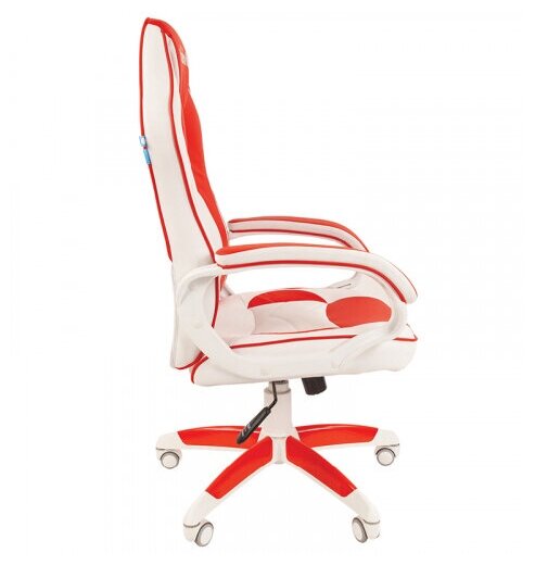 Компьютерное кресло Helmi HL-S15 игровое, обивка: искусственная кожа, цвет: белый/красный - фотография № 2