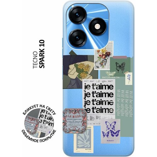 Силиконовый чехол с принтом Je Taime Stickers для Tecno Spark 10 / Техно Спарк 10 силиконовый чехол с принтом je taime stickers для realme 10 pro реалми 10 про