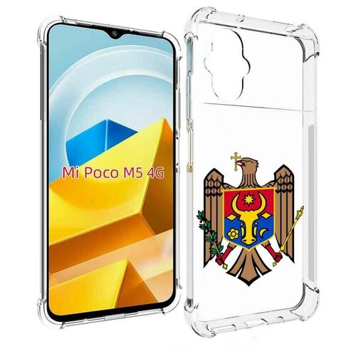 Чехол MyPads герб-молдовы для Xiaomi Poco M5 задняя-панель-накладка-бампер