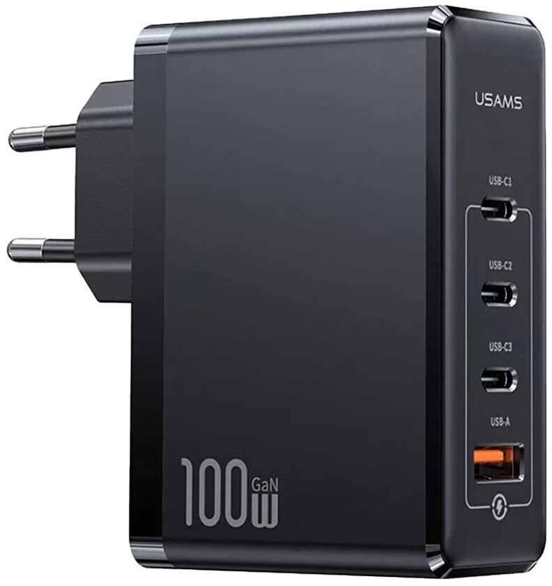 GaN универсальный сетевой адаптер USAMS T50 100W 4 Ports Fast Charger (US-CC163)