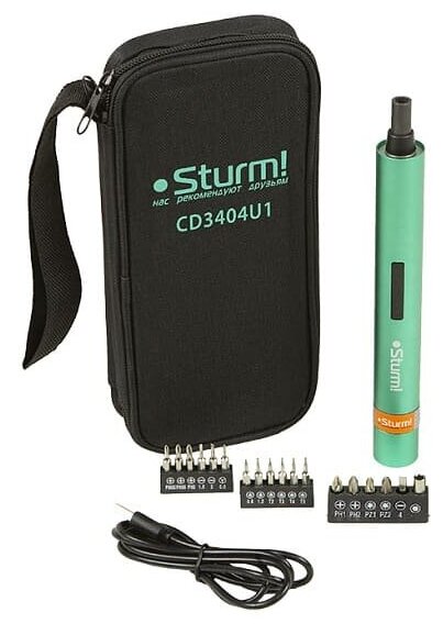 Отвертка аккумуляторная STURM (3.6 В, USB, набор бит, (CD3404U1))