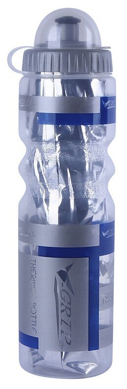 Фляга V-grip V-700AA,500мл, пластик, с защитным колпачком, синий/прозрачный