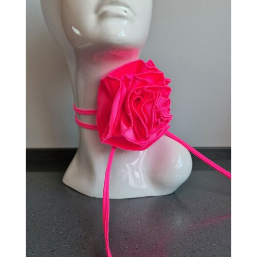 Чокер цветок Роза неоново-розовый