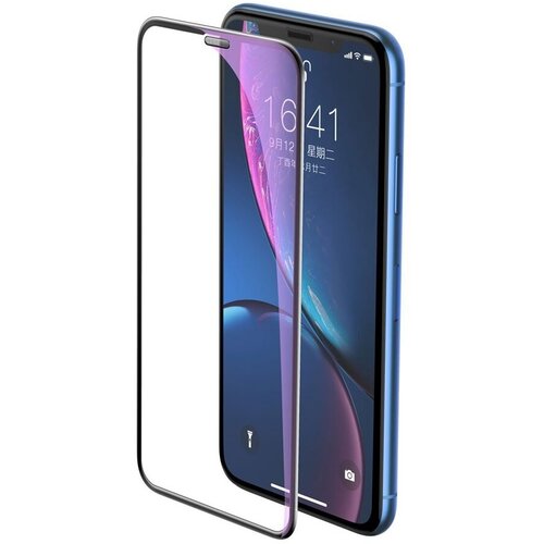 Защитное противоударное стекло для iPhone 11 / XR, 111D 10H, черная рамка