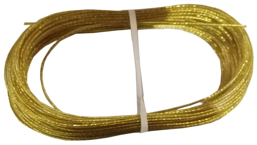 Трос стальной латунированный с покрытием полиамид 3.0 мм (погодоустойчивый) золотой 20 м - фотография № 1