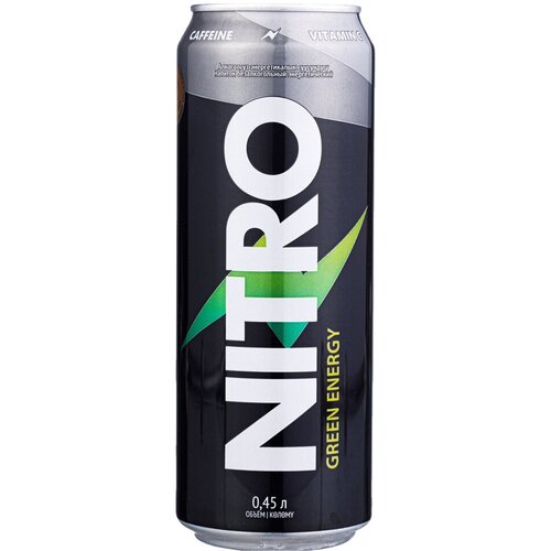 Энергетический напиток NITRO, 450мл (Green Energy) / С витаминами и таурином