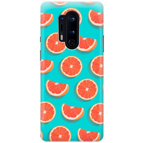 фото Силиконовый чехол на oneplus 8 pro / ванплюс 8 про с принтом "грейфруты на голубом" re:pa