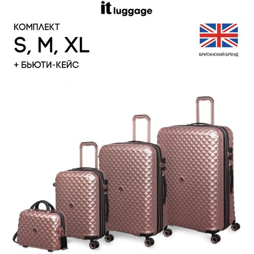 фото Комплект чемоданов it luggage, 4 шт., 159 л, размер s/m/l, розовый