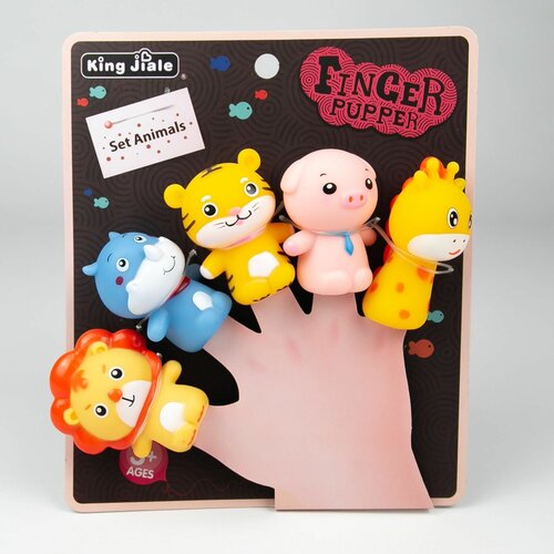 фото Пальчиковый кукольный театр для детей животные, 5 фигурок на пальцы для малышей, высота игрушек 5,5 - 6,5 см zhorya