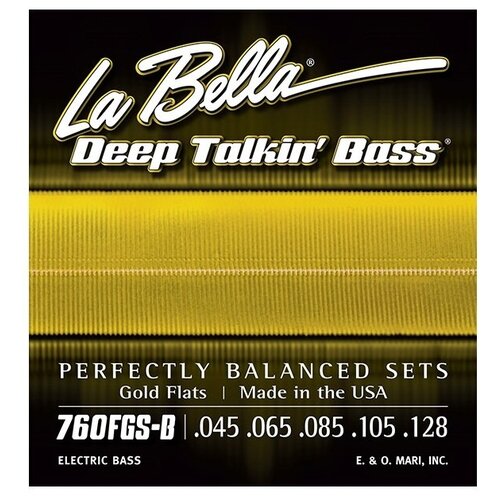 760FGS-B Gold Flats Комплект струн для 5-струнной бас-гитары, 45-128, сплав бронзы, La Bella