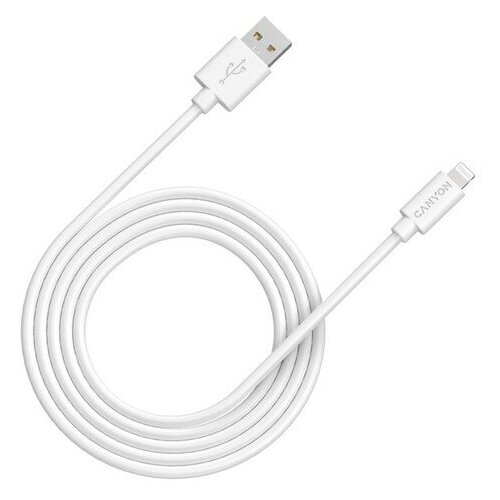 Кабель Canyon MFI-12, Lighting - USB-C, 2.4 А, чип MFI, сертифицирован Apple, 2 м, белый кабель canyon mfi 1 lighting usb 2 4 а чип mfi сертифицирован apple 1 м черный комплект из 2 шт