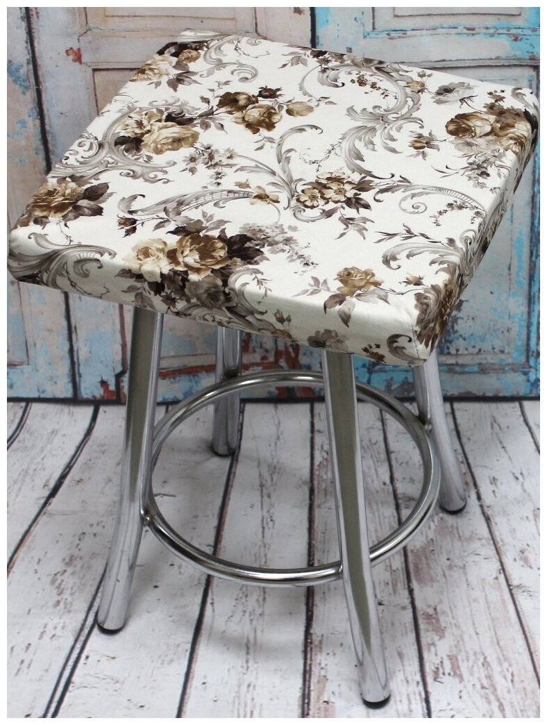 фото Подушка для сиденья матех CUADRO CONCEPT LINE. Розы И вензель 33*33*2. Цвет белый, коричневый, арт. 33-417