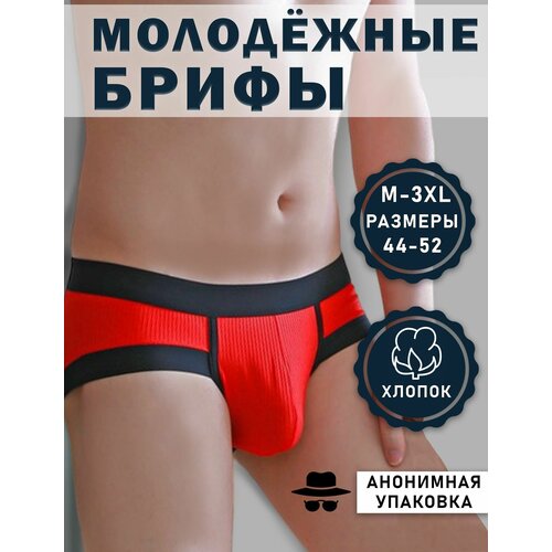 Трусы брифы Без бренда, заниженная посадка, размер 48-50 XXL, красный