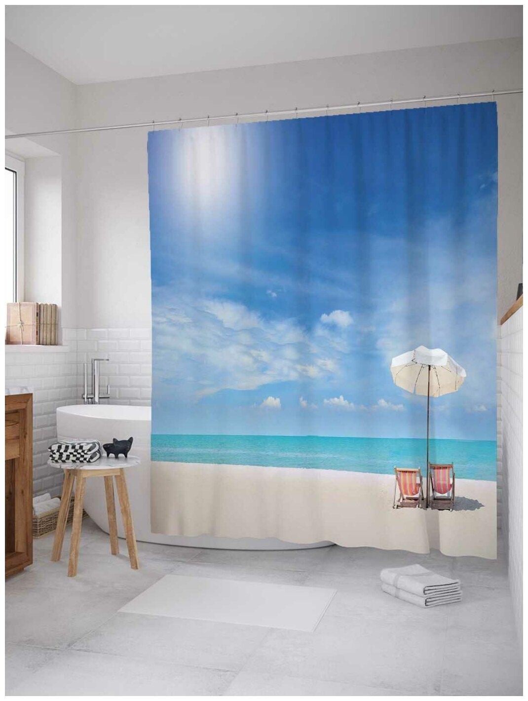 Штора для ванной JoyArty Пустой пляж 180х200 (sc-16248)
