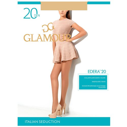 фото Колготки glamour edera, 20 den, с шортиками, размер 3, бежевый