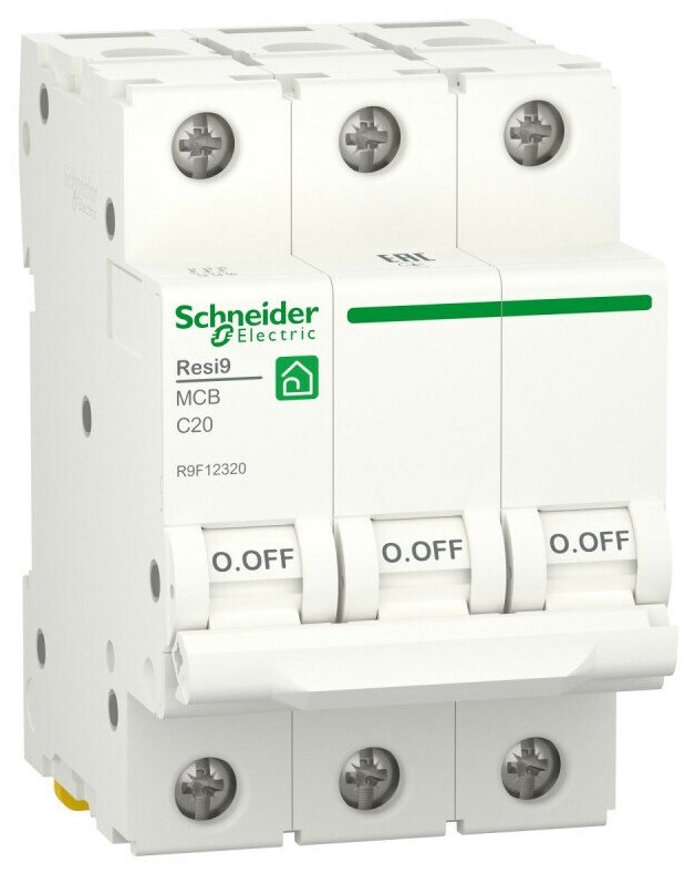 Автоматический выключатель Schneider Electric Resi9 3P 20А (C) 6кА R9F12320(комплект из 2шт)