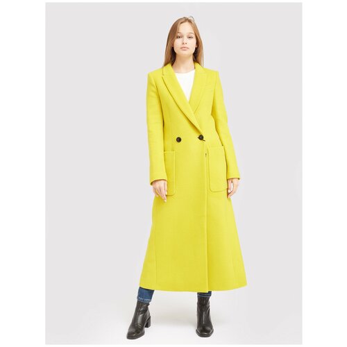 Пальто  Twinset Milano зимнее, шерсть, силуэт прямой, размер 40, желтый