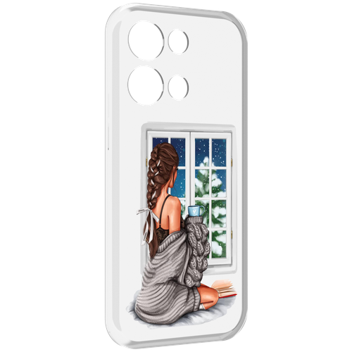 Чехол MyPads уютное-зимнее-окно женский для OPPO Reno8 Pro задняя-панель-накладка-бампер