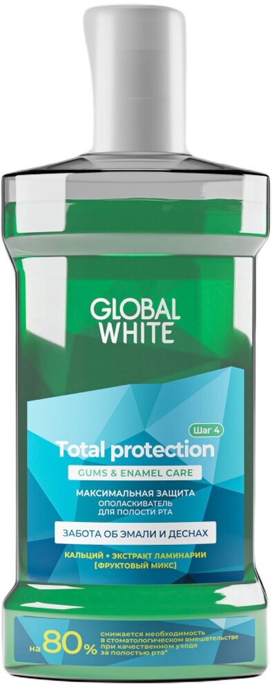 Ополаскиватель для рта Global white Total Protect кальций