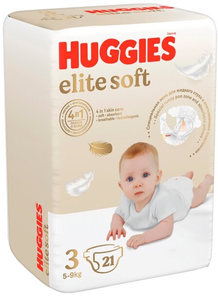 Подгузники Huggies Elite Soft ➂ 5-9 кг 21 шт