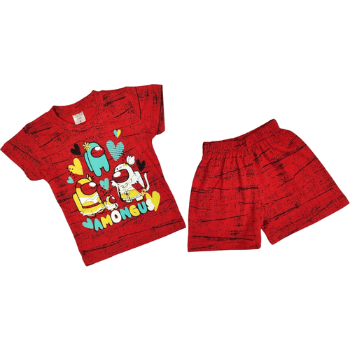 Комплект одежды Chechak kids, футболка и шорты, повседневный стиль, размер 104, красный