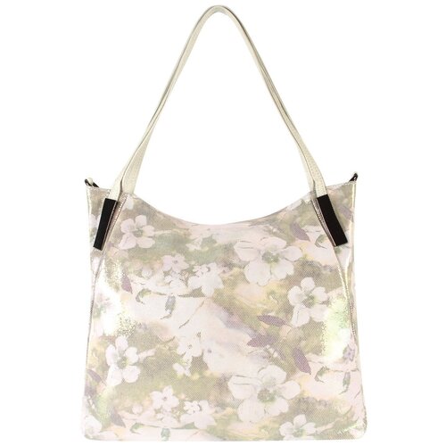 фото Сумка/сумка женская/сумка женская натуральная кожа/mayger/а-св-5087/молочный_цветыл21/модель хобо/вмещает формат а4 meyninger