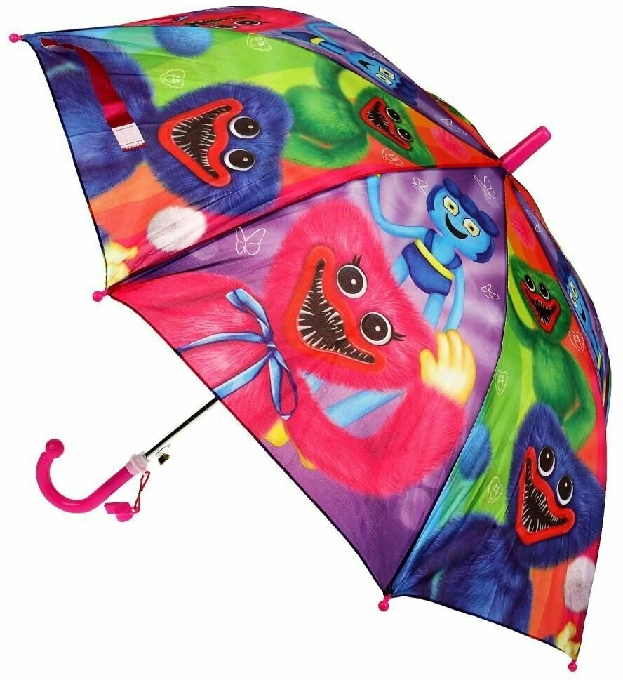 Детский зонт трость полуавтомат со свистком Хаги Ваги и Киси Миси 