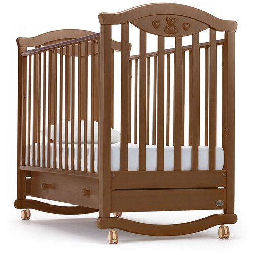 фото Кроватка nuovita lusso (колесо) (качалка), на полозьях темный орех