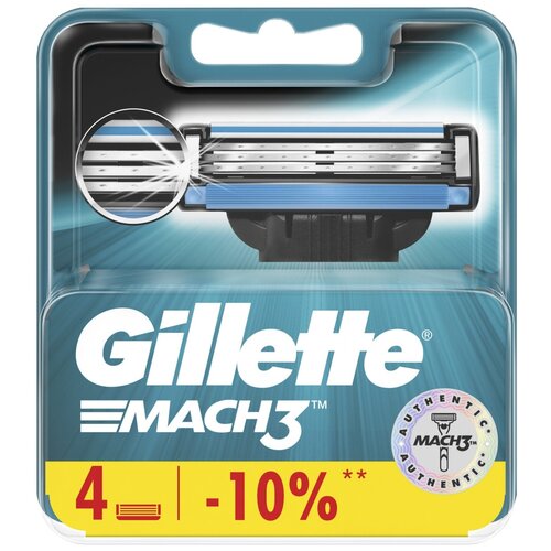 Gillette Mach3 сменные кассеты для бритья, 4 шт./Сменные Кассеты Mach3 для Мужской Бритвы, 4 шт